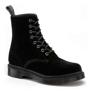 Dr Martens Page Black Velvet Combat Boots Size 7